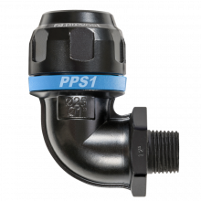 PPS1 9CM - Coude aluminium 90° fileté mâle conique pour tubes
